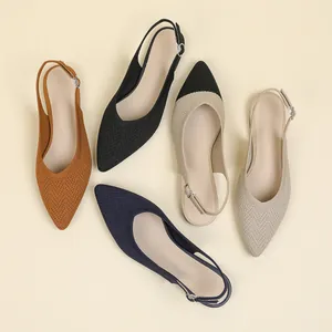 Scarpe Basse Slingback a Punta in Maglia Fly Donna Sandali Casual Traspiranti Comodi Cinturino Con Fibbia Regolabile Scarpe Moda