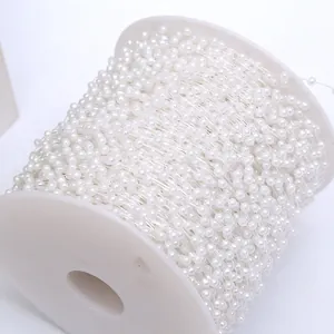 4mm white ABS pearl bead string on fishing line for wedding and festive decorations