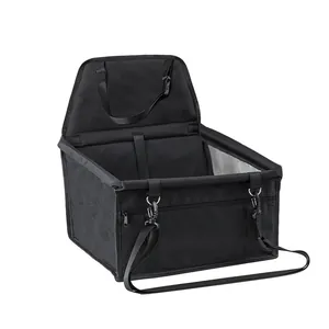 Waterproof black pet car booster seat for dogs and cats with breathable mesh sides