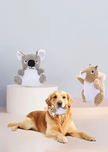 Plush dog toy set featuring cute koala and squirrel designs for interactive chewing