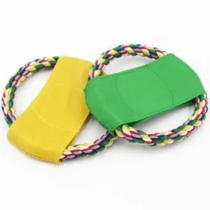 Durable dog rope flying disc toys for interactive outdoor play and dental health