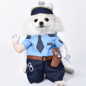 Divertido disfraz de oficial de policía para perros pequeños y gatos, ropa para mascotas