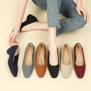 Comfortable knitted pointed-toe flat shoes for women in various colors for daily commute