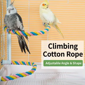 Bendable Parrot Cotton Rope Bird Toy Macaron Colors Climbing Perch Rope For Cages Small Medium Birds Swing Stand Pet Supplies