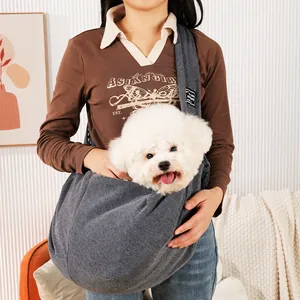 Comfortabele grijze polyester draagdoek voor katten en honden tot 7,5 kg voor buiten