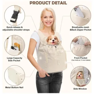 Breathable pet front carrier backpack for small dogs and cats with multiple storage pockets