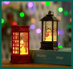 Cozy Christmas snow globe lanterns with glowing snowman inside for holiday desktop decor