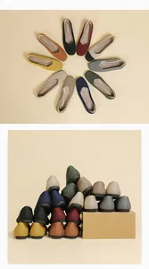 Versatile square-toe knit flats in multiple colors arranged in a creative circle
