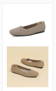 Breathable fly-woven flat shoes with square toe and soft sole for casual wear