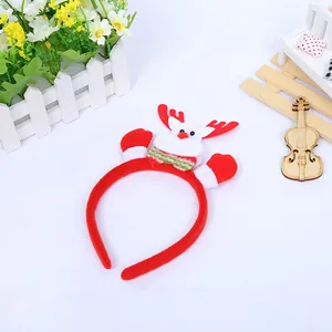 Festive red reindeer plush Christmas headband with LED lights for holiday party decoration