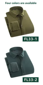 Camisa térmica de hombre con forro polar grueso en colores verde oliva y oscuro