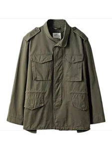 Vintage heavyweight American style military cargo jacket with multiple pockets for men