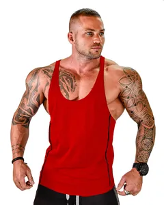 Close-up of red quick-dry sports tank top on a muscular model for fitness training