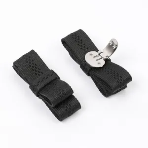 Pair of black knitted bow shoe clips with removable metal buckle for JK uniform shoes