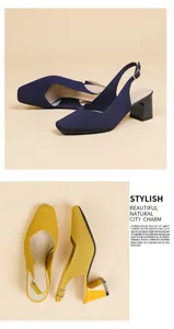 Detailed shots of stylish square toe slingback pumps featuring breathable knit fabric