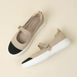 Breathable fly-knit Mary Jane shoes for women with soft soles and non-slip casual design