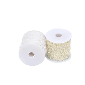 Two spools of 4mm white and cream ABS plastic pearl beads on string for DIY crafts