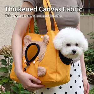 Sac de transport portable en toile pour chat et petit chien avec motif d'ours mignon.