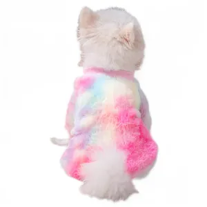 Maglione in pile tie-dye arcobaleno per cani di piccola taglia come Teddy o Bichon