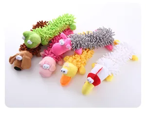 Lot de cinq jouets en peluche sonores pour chiens avec texture mop en formes d'animaux