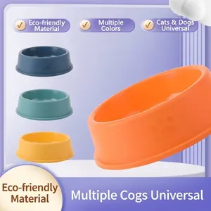Durable PP Plastic Pet Dog Cat Feeding Bowl Anti-Tipping Food Water Bowl With Cute Paw Print Design Small Medium Large