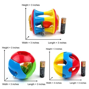 Colorful parrot foot toy rattle ball with 3-inch dimensions and size reference