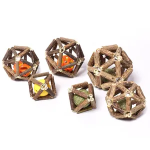 Natural silver vine stick cat toy balls with catnip and bell inserts for teething