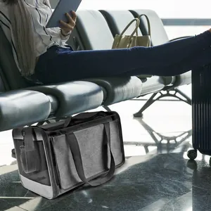 Breathable pet carrier bag under airport seat for easy travel with cats or small dogs