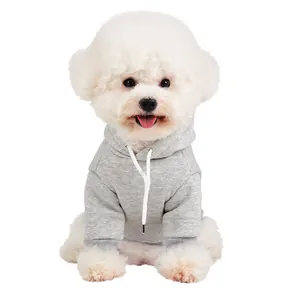 Classic grey fleece hooded pet sweatshirt for small to medium dogs like Bichon Frise