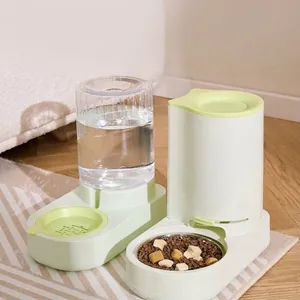 Distributeur Automatique de Nourriture Et d'Eau pour Animaux Gravité PP PET Bol en Acier Inoxydable Chats Chiens Maison Grande Capacité