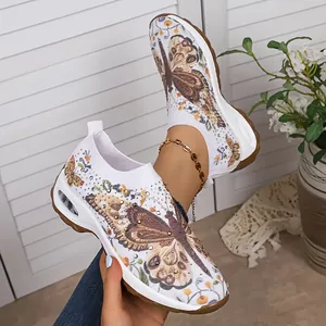 Baskets légères flyknit pour femmes avec imprimés élégants de papillons et fleurs
