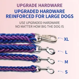Laisse pour chien en nylon tressé avec crochets métalliques renforcés, tailles S M L XL