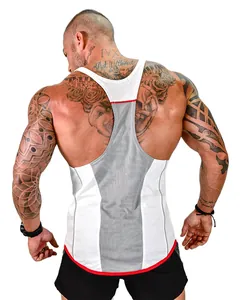 Back detail of men's quick-dry mesh racerback tank top for gym and bodybuilding