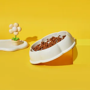 Premium flower-shaped slow feeder pet bowl for dogs and cats with anti-choke design.
