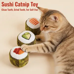 3D Sushi Catnip Toy Realistic Food Simulation Plush Kitten Teaser Durable Bite Resistant Interactive Chew Toy For Pet Cats