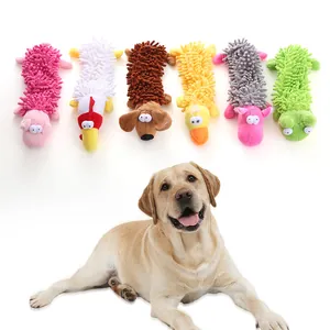 Jouet Sifflant pour Chien en Chenille Peluche Forme d'Animal Nettoyage des Dents Jouet à Mâcher Doux pour Chiot Petits Moyens Chiens