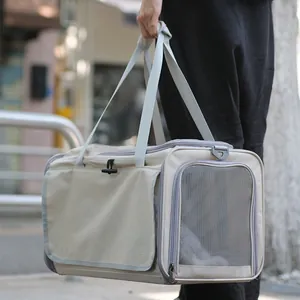 Bolsa de transporte plegable para perros pequeños y gatos con malla transpirable exterior