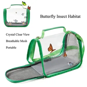 Detailed view of the transparent PVC panels and breathable mesh on this portable pet cage