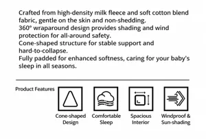 Pet tent features: soft milk velvet fabric, 360-degree windproof design, and extra large space.