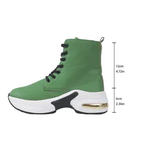Detailansicht grüner High-Top-Sneaker-Boot mit 6 cm Absatz und 12 cm Schafthöhe