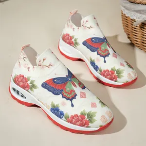 Baskets à plateforme pour femmes avec imprimé floral ethnique papillon et coussin