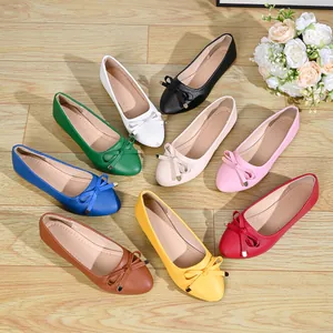 Variety of elegant women's pointed-toe ballet flats with decorative bow in multiple colors