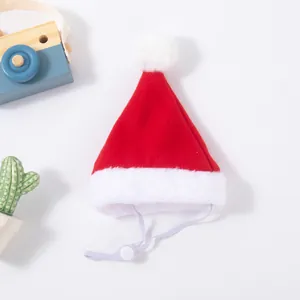 Kerstmis Huisdier Hoed Rood Wit Pluche Bal Verstelbare Kerstman Kostuum Hoed Voor Katten Kleine Honden Vakantie Feest Cosplay Accessoires