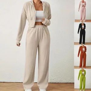Ensemble décontracté 3 pièces chic pour femme avec sweat à capuche et pantalon large