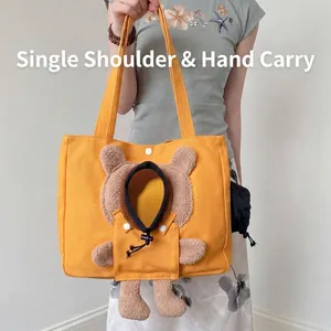 Sac de transport portable en toile avec motif d'ours pour chats et petits chiens en plein air