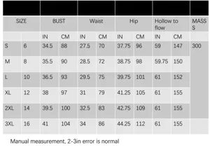 Detailed size guide and measurements chart for one-shoulder sequined evening dress