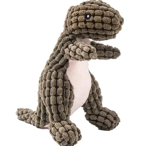 Jouet en peluche dinosaure en velours côtelé pour chien avec pouic-pouic et texture
