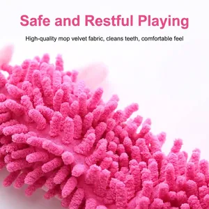 Jouet à mâcher en peluche pour chien avec texture en polaire rose pour le nettoyage des dents