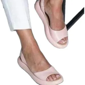 Elegantes sandalias planas rosa claro con puntera abierta para mujer calzado playero