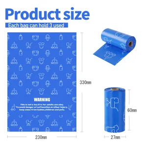 Spécifications de taille pour les sacs à couches bleus jetables avec dimensions